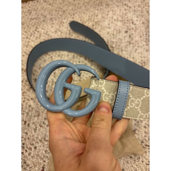 Gucci GG Supreme Beige / Blue Belt - Picture 5 of 6